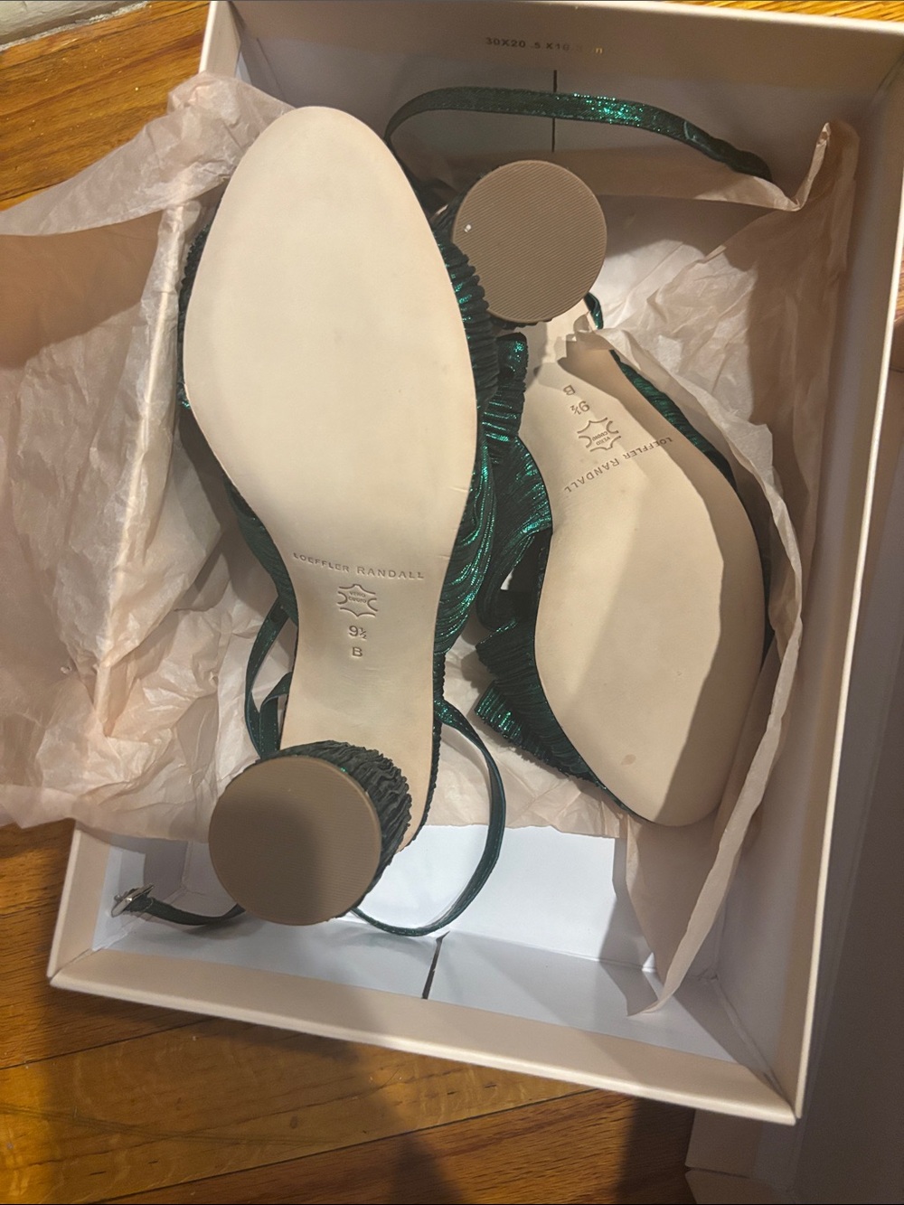 Loeffler Randall Camellia Knot Heel Slides with Ankle Strap in Emerald - Picture 4 of 6
